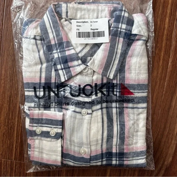 UNTUCKit De Toren Women’s Plaid Long Sleeve Button Down Shirt Sz 2 - Picture 3 of 5